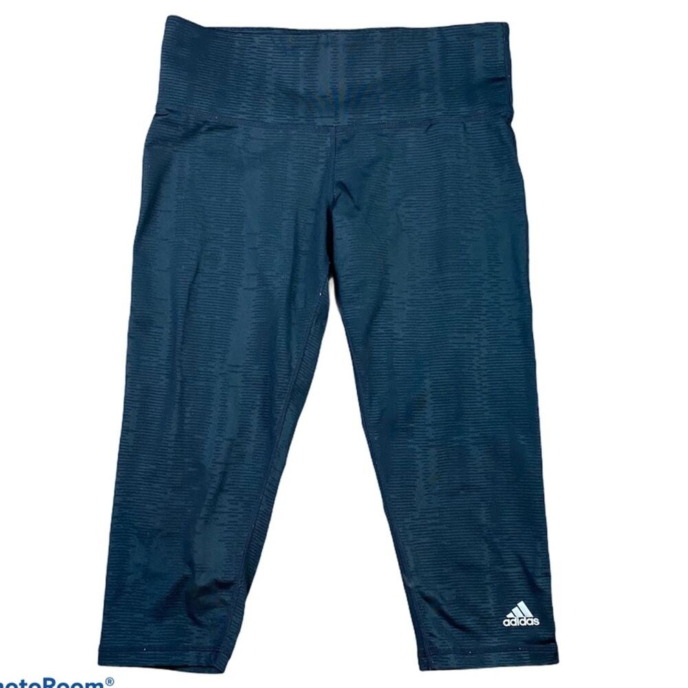 Adidas Climalite Cropped Leggings Sz M Black Gray